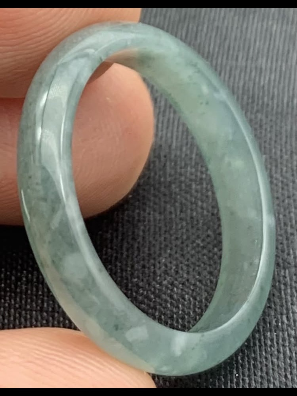 Certificate Jadeite jade Green rectangle Ring Joyful Circle size8.5
